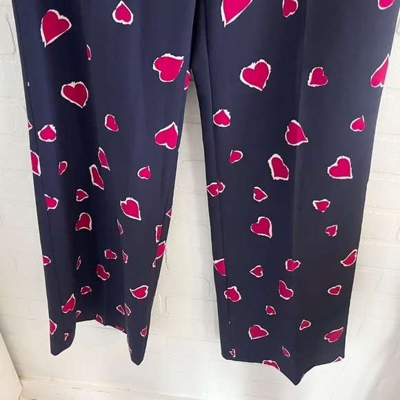 Tara Jarmon Trouser Pants Paulette Midgnight Blue Red Hearts print Pockets Sz 40 - Picture 6 of 15